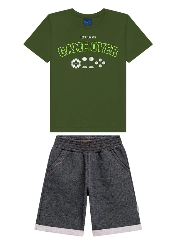 Ddk - Conjunto Infantil Camiseta e Bermuda Verde