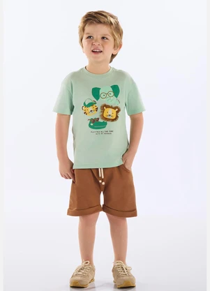 Up Baby - Conjunto Infantil Camiseta e Bermuda Verde - UP BABY