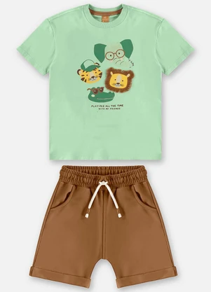 Up Baby - Conjunto Infantil Camiseta e Bermuda Verde - UP BABY
