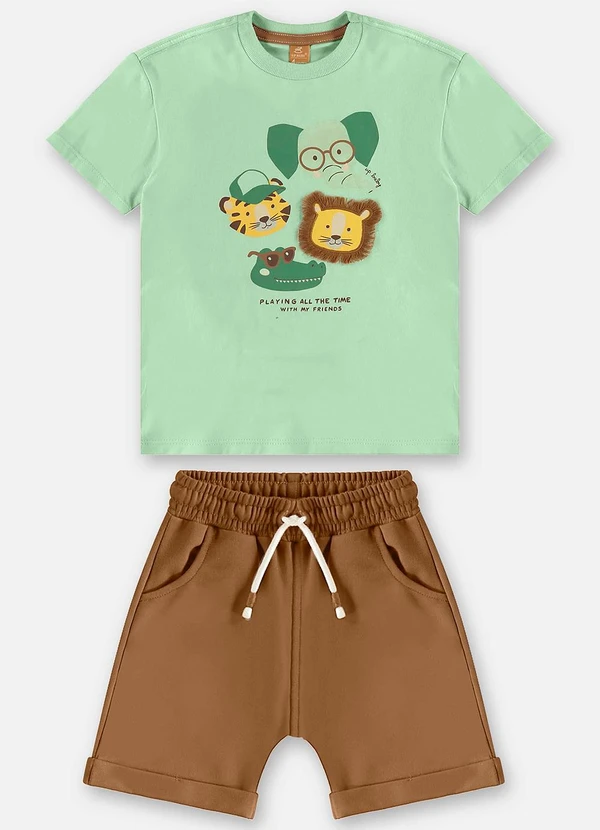 Up Baby - Conjunto Infantil Camiseta e Bermuda Verde 2