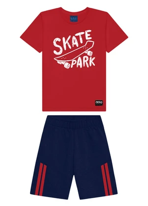 Ddk - Conjunto Infantil Camiseta e Bermuda Vermelho - DDK