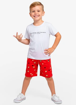 Select - Conjunto Infantil Camiseta e Bermuda Vermelho - SELECT