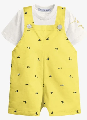 Trick Nick - Conjunto Infantil Camiseta e Jardineira Amarelo - TRICK NICK