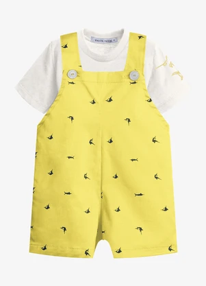 Trick Nick - Conjunto Infantil Camiseta e Jardineira Amarelo - TRICK NICK
