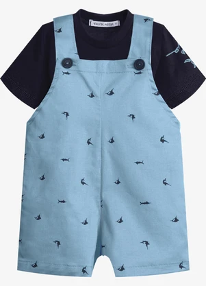 Trick Nick - Conjunto Infantil Camiseta e Jardineira Azul - TRICK NICK