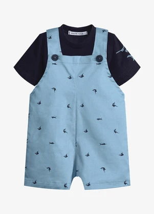 Trick Nick - Conjunto Infantil Camiseta e Jardineira Azul - TRICK NICK