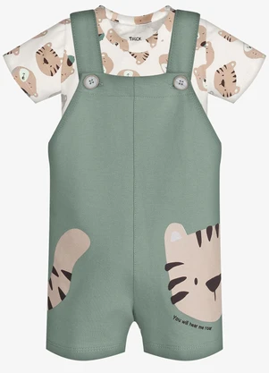 Trick Nick - Conjunto Infantil Camiseta e Jardineira Verde - TRICK NICK