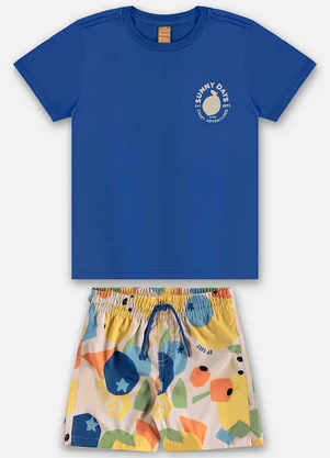 Up Baby - Conjunto Infantil Camiseta e Short Azul - UP BABY