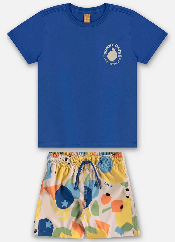 Up Baby - Conjunto Infantil Camiseta e Short Azul 2