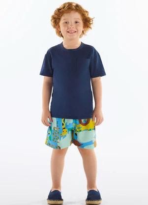 Up Baby - Conjunto Infantil Camiseta e Short Azul - UP BABY