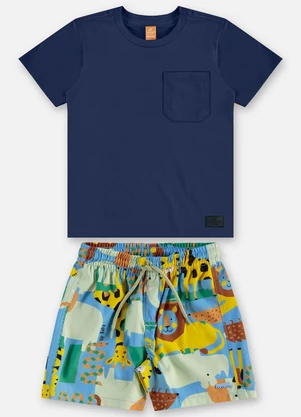 Up Baby - Conjunto Infantil Camiseta e Short Azul - UP BABY