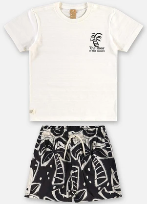 Up Baby - Conjunto Infantil Camiseta e Short Bege - UP BABY