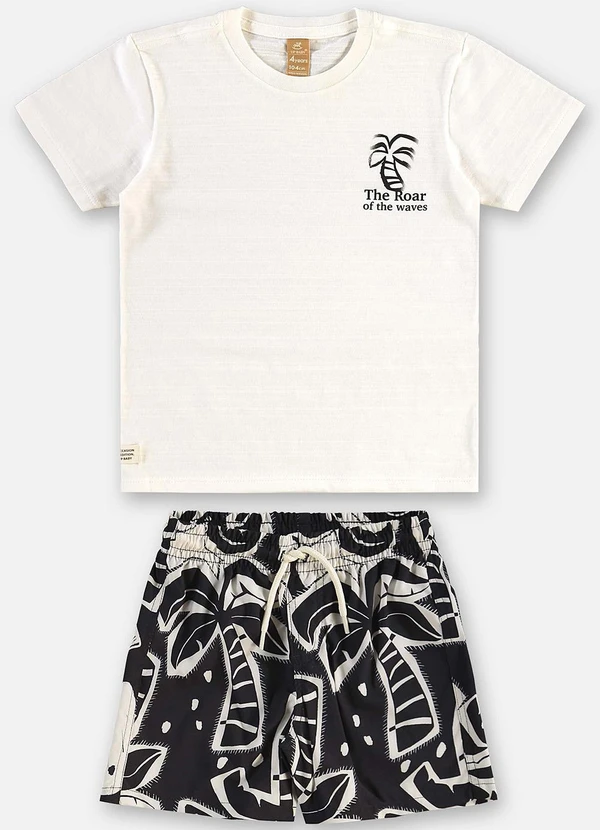 Up Baby - Conjunto Infantil Camiseta e Short Bege 2