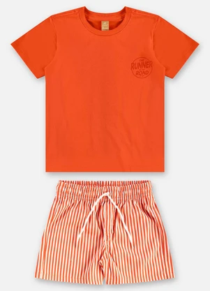 Up Baby - Conjunto Infantil Camiseta e Short Laranja - UP BABY