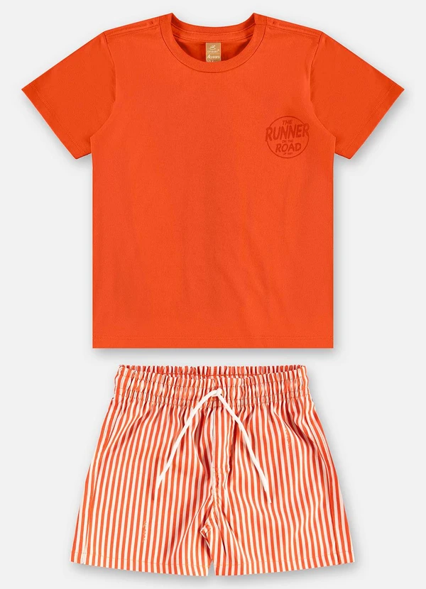 Up Baby - Conjunto Infantil Camiseta e Short Laranja 2