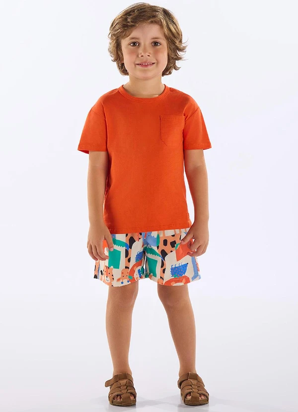 Up Baby - Conjunto Infantil Camiseta e Short Laranja