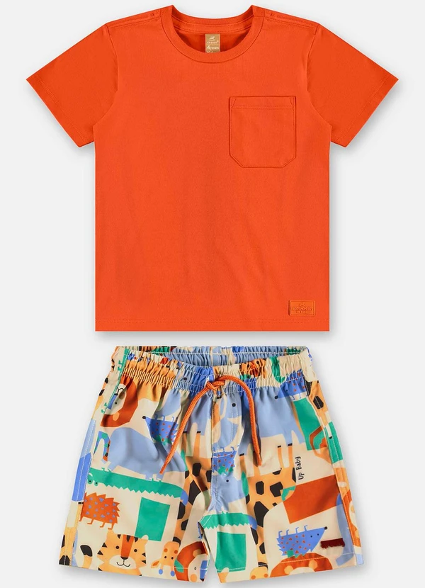 Up Baby - Conjunto Infantil Camiseta e Short Laranja 2