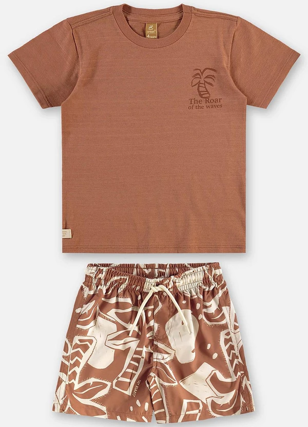 Up Baby - Conjunto Infantil Camiseta e Short Marrom 2