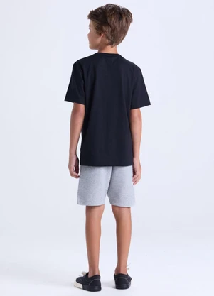 Vida Costeira - Conjunto Infantil Camiseta Lisa Aplique Preto - VIDA COSTEIRA