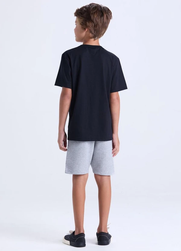 Vida Costeira - Conjunto Infantil Camiseta Lisa Aplique Preto 2