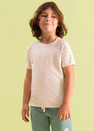 Bugbee - Conjunto Infantil Camiseta Malha e Bermuda Bege - BUGBEE