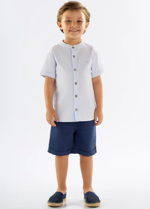 Up Baby - Conjunto Infantil com Bata e Bermuda Azul - UP BABY