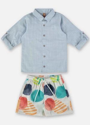 Up Baby - Conjunto Infantil com Camisa e Short Azul - UP BABY