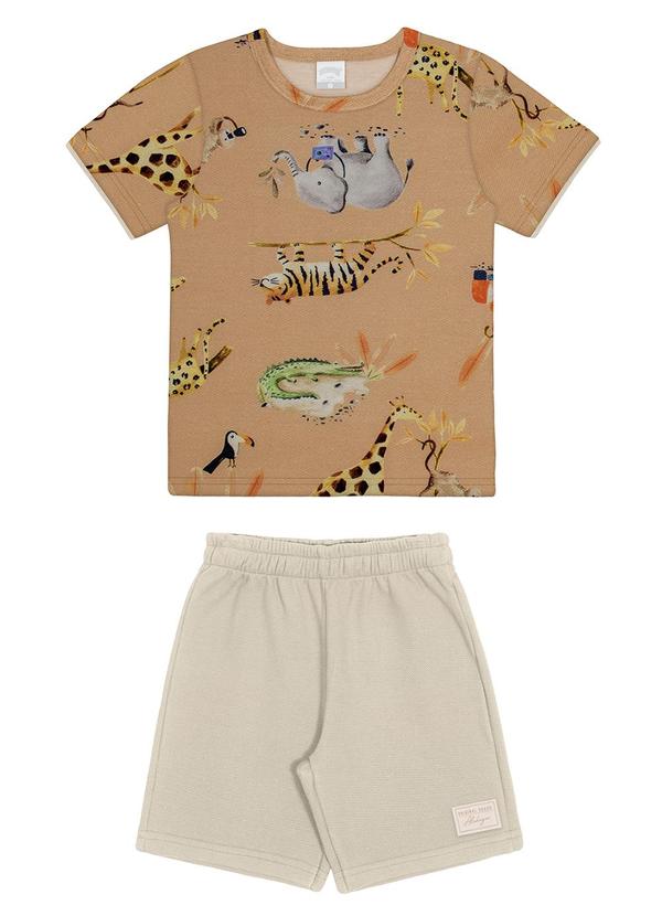 Alakazoo - Conjunto Infantil com Camiseta Estampada Laranja