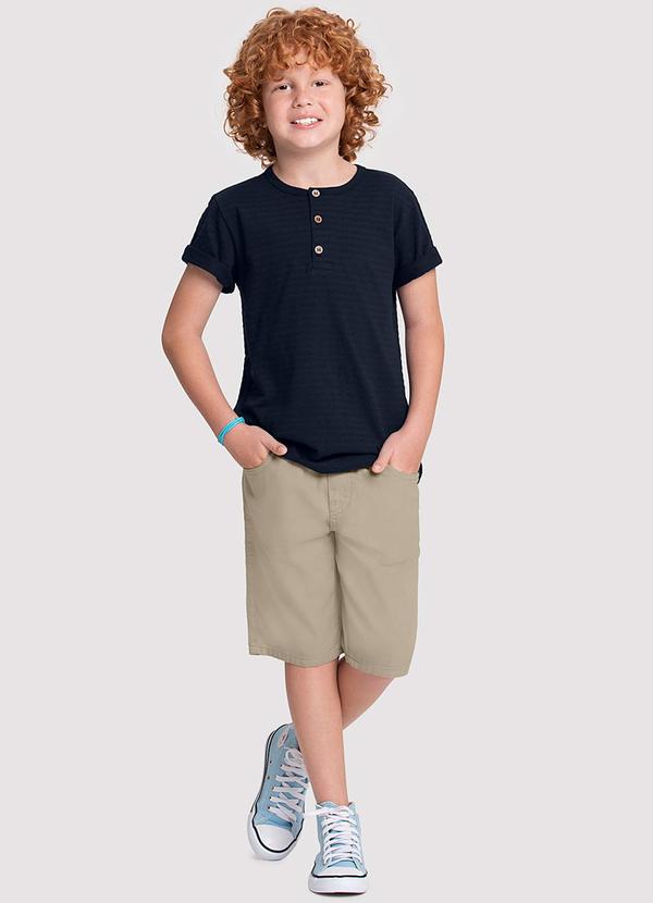 Alakazoo - Conjunto Infantil com Camiseta Gola Padre Azul