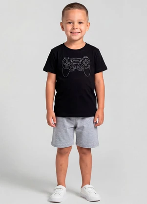 Select - Conjunto Infantil com Estampa Localizada Preto - SELECT