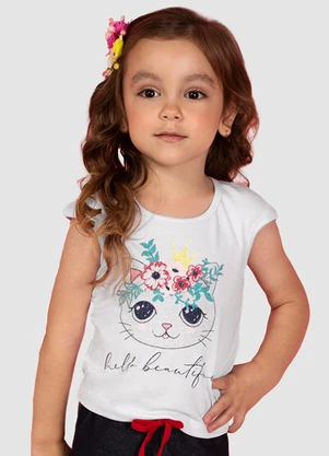 Turminha - Conjunto Infantil Cotton Gatinho Branco - TURMINHA