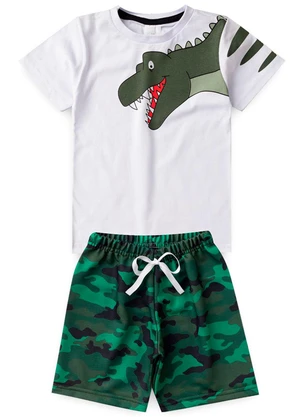 Rosa Azul - Conjunto Infantil Dinossauro Kangulu Branco - ROSA AZUL