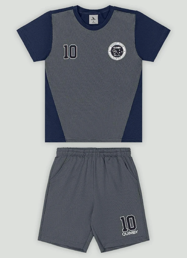Quimby - Conjunto Infantil em Malha Dry Fit Quimby Cinza