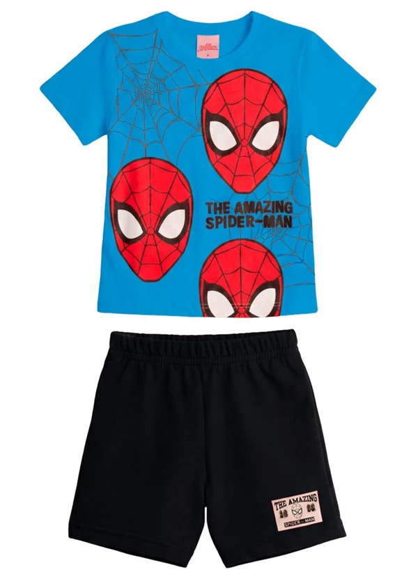 Brandili - Conjunto Infantil Homem Aranha Puff Azul