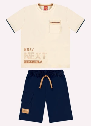 Kyly - Conjunto Infantil Letterig Menino Bege - KYLY