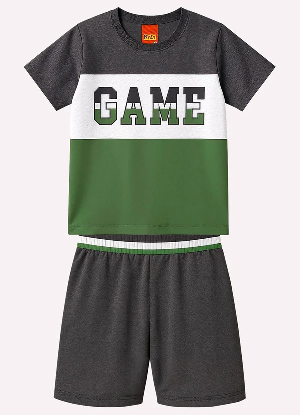 Kyly - Conjunto Infantil Lettering Menino Cinza