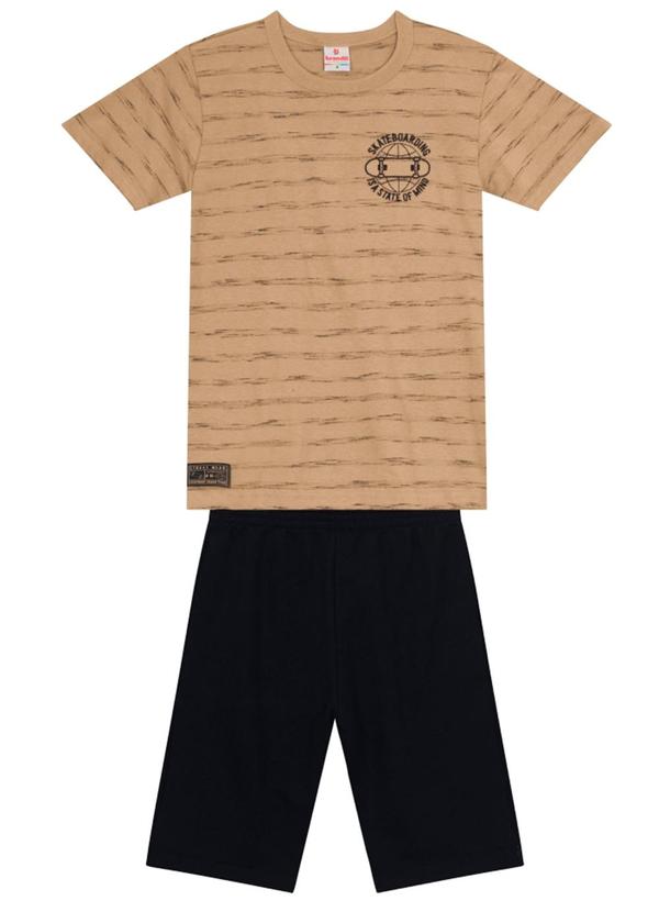 Brandili - Conjunto Infantil Listrado de Skate Marrom