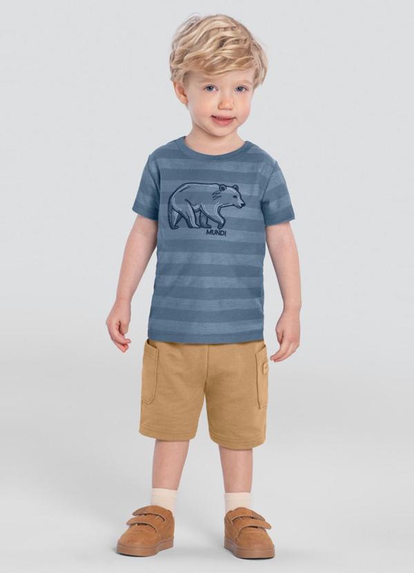 Brandili Mundi - Conjunto Infantil Listrado de Ursinho Azul