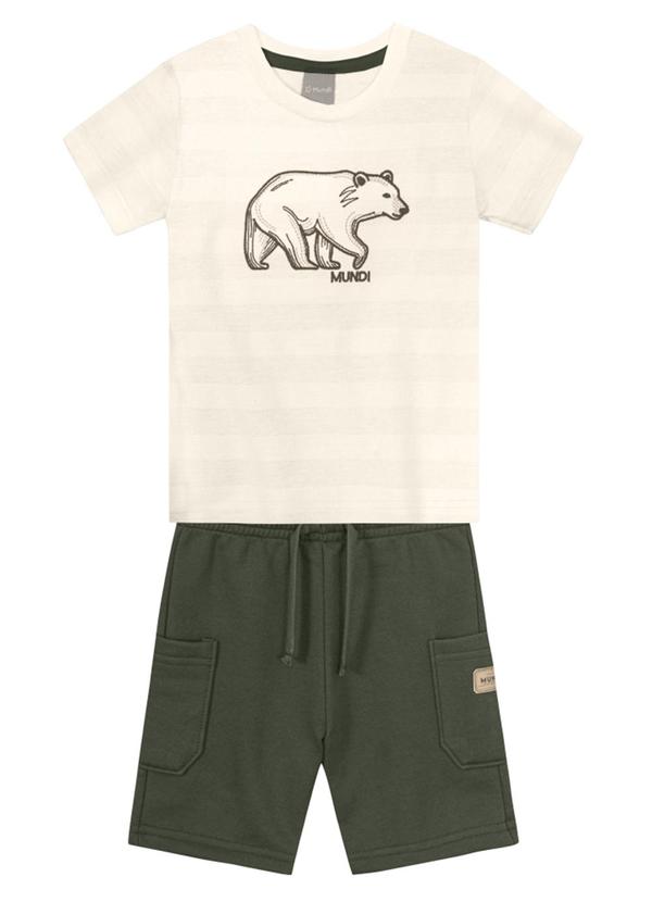 Brandili Mundi - Conjunto Infantil Listrado de Ursinho Bege