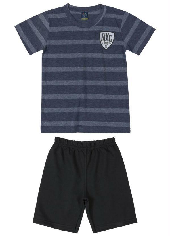 Plic Ploc - Conjunto Infantil Listras Azul Escuro