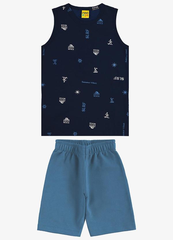 Rovi Kids - Conjunto Infantil Machão com Bermuda Azul