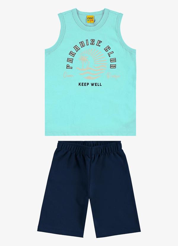 Rovi Kids - Conjunto Infantil Machão com Bermuda Azul