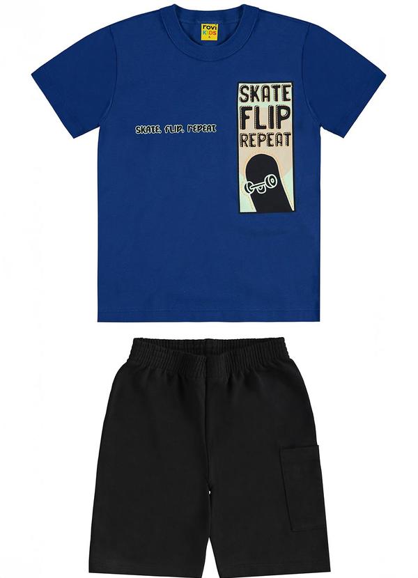 Rovi Kids - Conjunto Infantil Machão com Bermuda Azul
