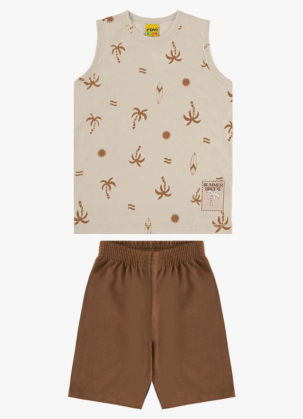 Rovi Kids - Conjunto Infantil Machão com Bermuda Bege