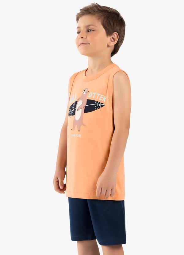 Rovi Kids - Conjunto Infantil Machão com Bermuda Laranja