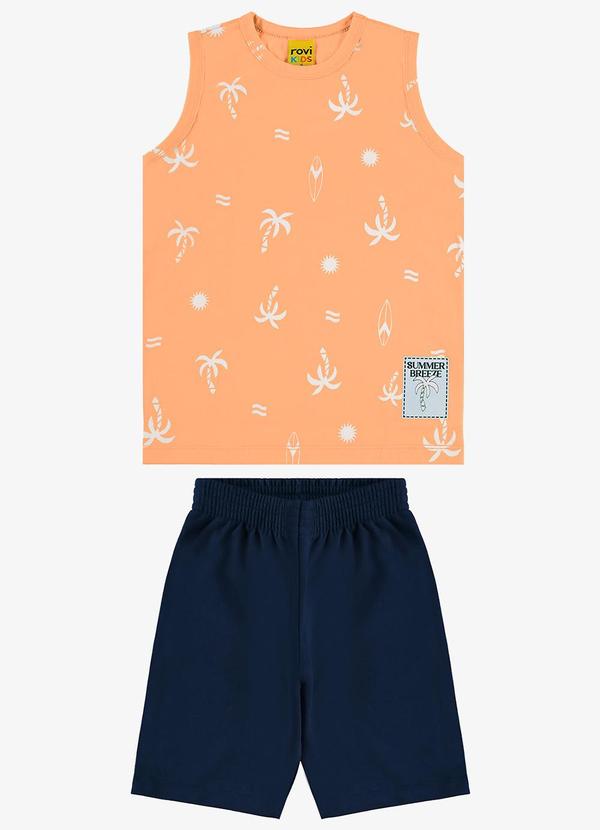 Rovi Kids - Conjunto Infantil Machão com Bermuda Laranja