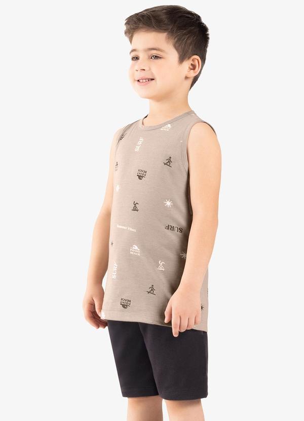 Rovi Kids - Conjunto Infantil Machão com Bermuda Marrom