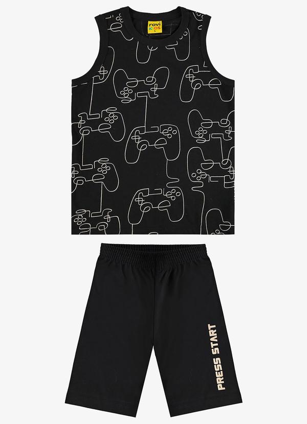 Rovi Kids - Conjunto Infantil Machão com Bermuda Preto 6