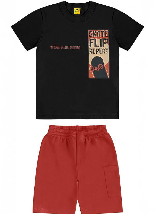 Rovi Kids - Conjunto Infantil Machão com Bermuda Preto