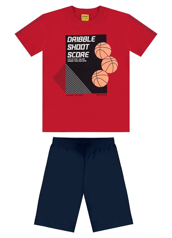 Rovi Kids - Conjunto Infantil Machão com Bermuda Vermelho 1
